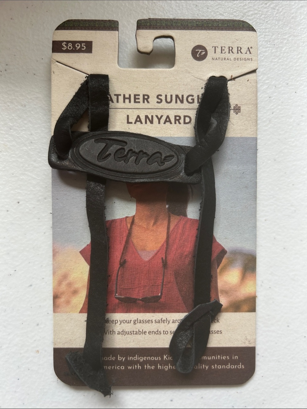 Terra Natural Designs Leather Sunglasses Lanyard NWT